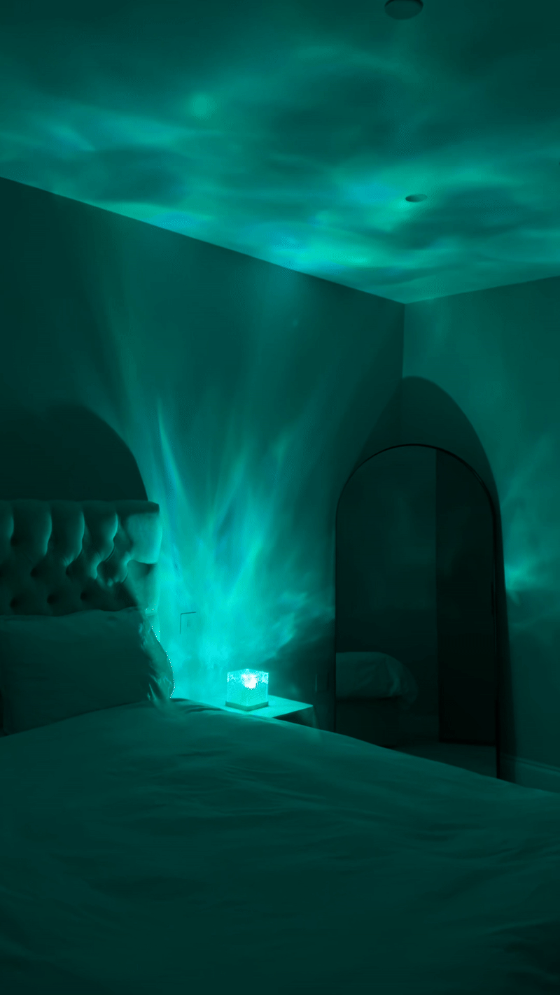 Lámpara con efecto aurora boreal